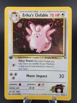 Erika's Clefable - 3/132 - Pokemon Gym Heroes 1st Edition Holo Rare Card WOTC LP - Image 1