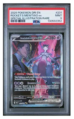 2025 POKEMON DRI EN-DESTINED RIVALS #231 TEAM ROCKET'S MEWTWO EX PSA 9 - Image 1