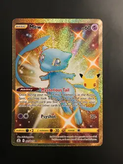 Mew 025/025 Secret Rare Celebrations 25th Anniversary Gold Pokemon Card TCG - NM - Image 1