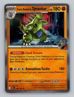 Team Rocket's Tyranitar 096/182 Holo Destined Rivals DRI Pokemon Scarlet Violet - Image 1