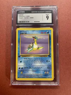CGC 9 MINT 1999 Pokemon 1st Edition Fossil Lapras Non Holo Rare 25/62 psa - Image 1