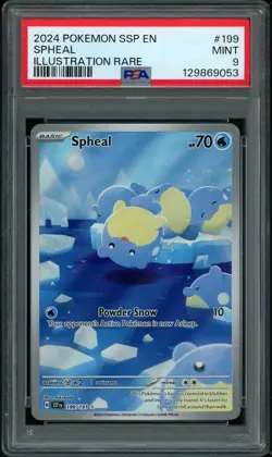 PSA 9 MINT Spheal 199 Surging Sparks Pokemon Card - Image 1