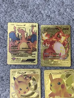 Set of 15 Charizard,Pikachu&Cosplay Complete 7 Card Set Gold Foil Fan Art Cards - Image 2