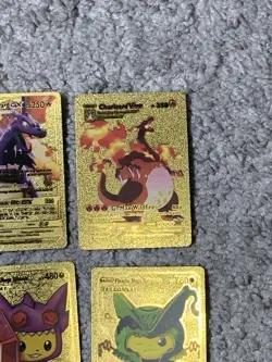 Set of 15 Charizard,Pikachu&Cosplay Complete 7 Card Set Gold Foil Fan Art Cards - Image 4