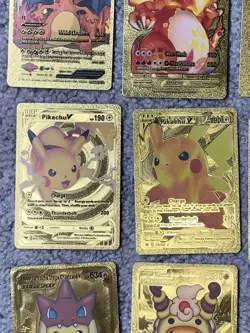 Set of 15 Charizard,Pikachu&Cosplay Complete 7 Card Set Gold Foil Fan Art Cards - Image 5