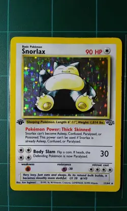 Pokemon Card Jungle Set # 11 Snorlax Holo Rare 1st Edition First WotC HP - Image 1
