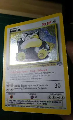 Pokemon Card Jungle Set # 11 Snorlax Holo Rare 1st Edition First WotC HP - Image 3