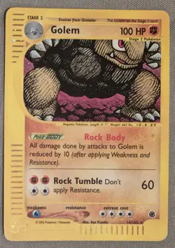 Golem 14/165 Expedition Base Set Holo Pokemon Trading Card Game - Image 1