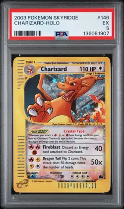 PSA 5 Skyridge Crystal Charizard 146/144 HOLO RARE Pokemon Grail Card - Image 1