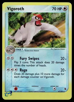 Pokemon Card - Vigoroth Ruby and Sapphire 47/109 Uncommon Reverse Holo - Image 1