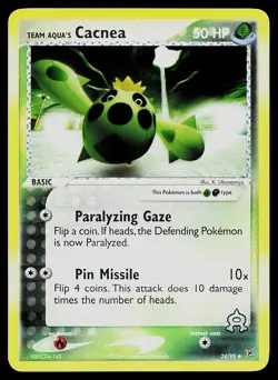 Pokemon Card - Team Aqua's Cacnea Team Magma vs Team Aqua 24/95 Reverse Holo - Image 1