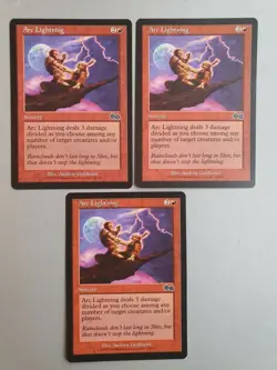 Arc lightning x3, MTG Urza's Saga (1998) Common Red Sorcery VNM - Image 1
