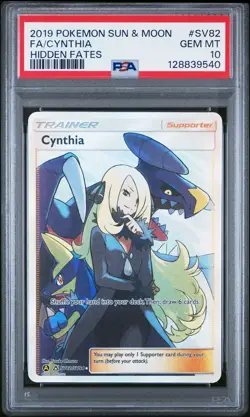 2019 POKEMON SUN & MOON HIDDEN FATES #SV82 FULL ART/CYNTHIA PSA 10 - Image 1