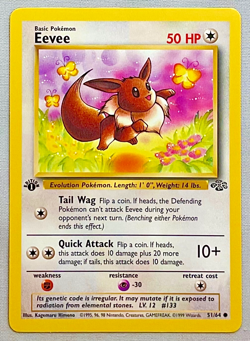 Pokemon 1st EDITION Eevee #51/64 Common - 1999 Jungle Set - NM to MT Condition! - Image 1
