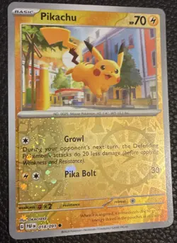 Pikachu Reverse Cosmos Holo, #018/091 Pokemon NM W/ Swirl - Image 2