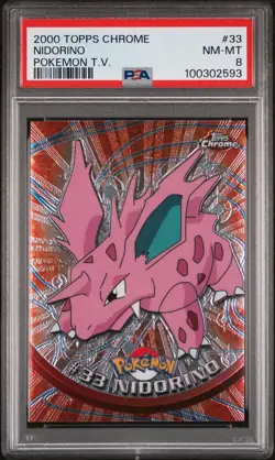 2000 Topps Chrome Pokemon T.V. Nidorino Holo #33 - PSA 8 (NM-MT) - Image 1
