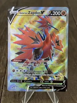 Galarian Zapdos V (Full Art) 173/198 Pokemon TCG Ultra Rare Chilling Reign NM - Image 1