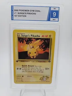 SGS 9 NM-MT 2000 POKEMON GYM CHALLENGE SET LT. SURGE'S PIKACHU CARD 84/132 - Image 1