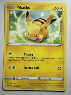 Pikachu SWSH01: Sword & Shield Base Set 065/202 NM Pokemon Card - Image 1