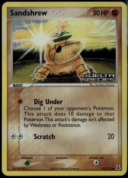 Sandshrew Reverse Holo 82/113 ex Delta Species 2005 LP Pokemon Card - Image 1