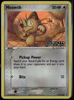 Meowth Reverse Holo 77/113 ex Delta Species 2005 NM Pokemon Card - Image 1