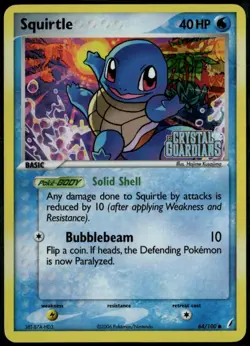 Squirtle Reverse Holo 64/100 ex Crystal Guardians 2006 LP Pokemon Card - Image 1