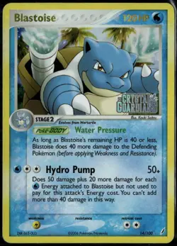 Blastoise Reverse Holo 14/100 ex Crystal Guardians 2006 LP Pokemon Card - Image 1