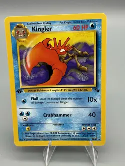 Kingler 38/62 1st Edition Fossil Uncommon Pokemon Card WOTC LP - Image 1