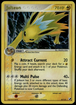 Jolteon Reverse Holo 8/115 ex Unseen Forces 2005 NM Pokemon Card - Image 1
