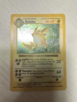 Pokemon TCG Base Set Raichu Holo Card 14/102 Unlimited Holo Rare - Image 1