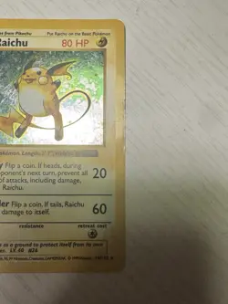 Pokemon TCG Base Set Raichu Holo Card 14/102 Unlimited Holo Rare - Image 3