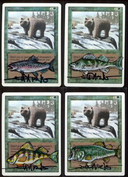 4x Grizzly Bears Signed Altered MTG Jeff A Menges Fish Alter Trout Bass LOT - Image 1