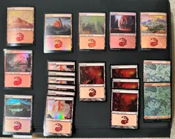 x40 MTG MIXED FOIL LANDS LOT Islands - Mountain - Plains - Swamp - Forest NM LP - Image 1
