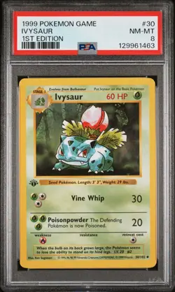 1999 Pokemon Base Basic 1st Edition Ivysaur 30 PSA 8 NEAR MINT-MINT - Image 1