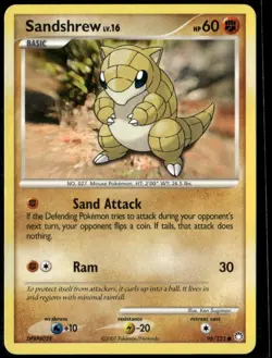 Sandshrew Common - DP Mysterious Treasures 96/123 2007 LP+ Pokemon - Image 1