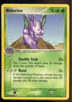 Nidorino - ex FireRed & LeafGreen 41/112 2004 NM Pokemon - Image 1
