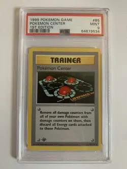 Pokemon PSA 9 Base Set Shadowless 1st Edition Pokemon Center Trainer 85/102 - Image 1