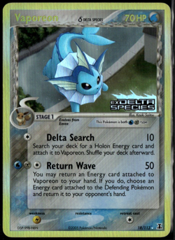 Vaporeon Reverse Holo 18/113 ex Delta Species 2005 MP+ Pokemon - Image 1