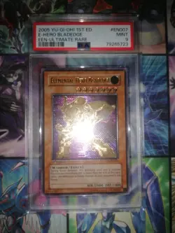 YU-GI-OH Elemental Hero Bladedge 1st Edition Ultimate Rare Psa 9 Euro Print - Image 1