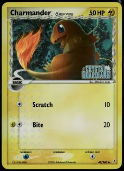 Charmander Reverse Holo 49/100 ex Crystal Guardians 2006 MP Pokemon Card - Image 1