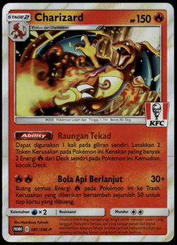 Charizard KFC 181/SM-P Indonesia Indonesian Promo 2020 LP Pokemon Card - Image 1