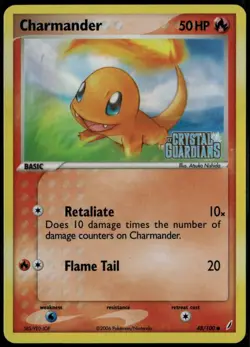 Charmander Reverse Holo 48/100 ex Crystal Guardians 2006 MP Pokemon Card - Image 1