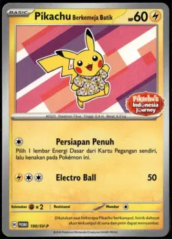 Pikachu Batik 190/SV-P Promo Pink Indonesia Journey Indonesian Pokemon Card LP - Image 1