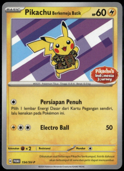 Pikachu Batik 154/SV-P Promo Purple Indonesia Journey Indonesian Pokemon Card LP - Image 1
