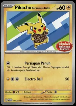 Pikachu Batik 155/SV-P Promo Blue Indonesia Journey Indonesian Pokemon Card LP - Image 1