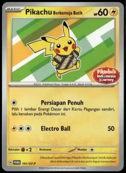 Pikachu Batik 101/SV-P Promo Green Indonesia Journey Indonesian Pokemon Card LP - Image 1