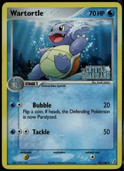Wartortle Reverse Holo 42/100 ex Crystal Guardians 2006 MP Pokemon Card - Image 1