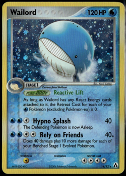 Wailord Holo 14/92 ex Legend Maker 2006 MP+ Pokemon Card - Image 1