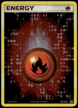 Fire Energy Holo 102/106 ex Emerald 2005 MP Pokemon Card SWIRL - Image 1