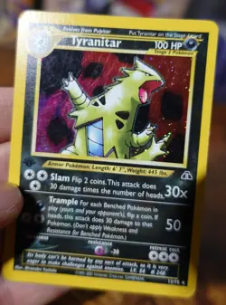 Tyranitar 12/75 1st Edition Holo Rare Neo Discovery Pokemon Card Damaged - Image 4